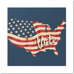 Vote - USA Flag Vintage Posters and Art